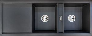 Abode Synchronist Double Bowl Sink Granite Black 1160mm