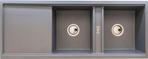 Abode Synchronist Double Bowl Sink Granite Metallic Grey 1160mm