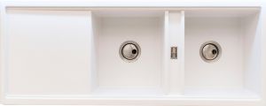 Abode Synchronist Double Bowl Sink Granite White 1160mm