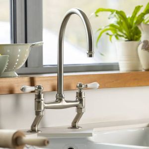 Abode Ludlow Bridge Sink Mixer Brushed Nickel