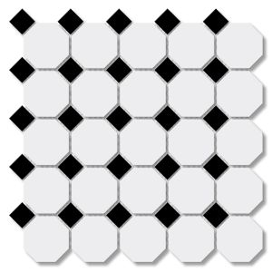 Octagon Black and White Porcelain Mosaic 310x310mm