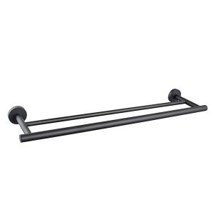 Evox Cadenza Stainless Steel Double Towel Rail 600mm Matt Black