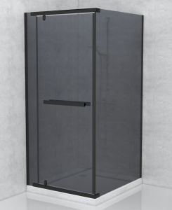 Waterfall Pivot & Panel Shower Black & Smoked Glass 885x885x1850x6mm