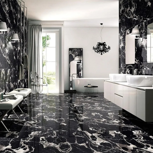 Potoro Black Glazed Polished Porcelain Floor 1st 600x1200mm (1.44m2)