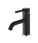Nuvo Arc Basin Mixer Black with Copper Dome Cover & Base Ring