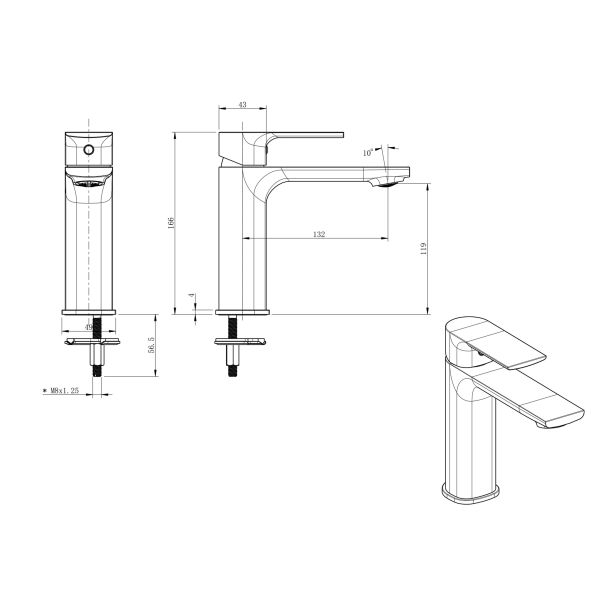 Nuvo Linea Basin Mixer Chrome | Tile Africa