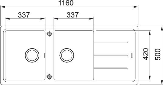 Fusakoページ Franke Basis BFG621 Double Sink Polar White 1160x500x200mm | Tile