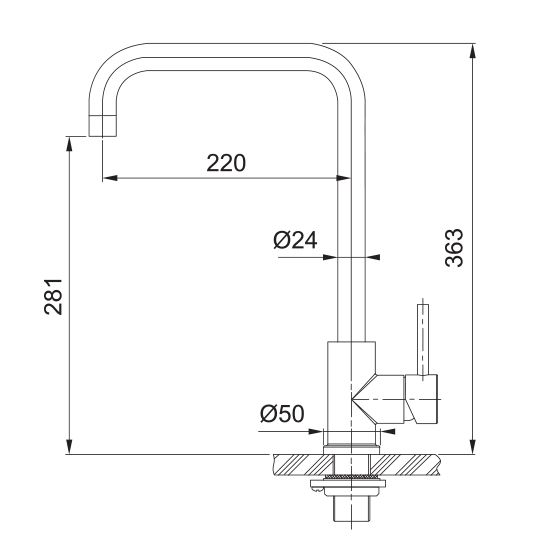 Franke Saturn Cube Swivel Stainless Steel Sink Mixer 228x363mm