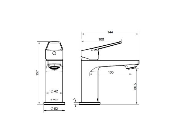 Evox Albion Cold Start Basin Mixer Graphite | Tile Africa