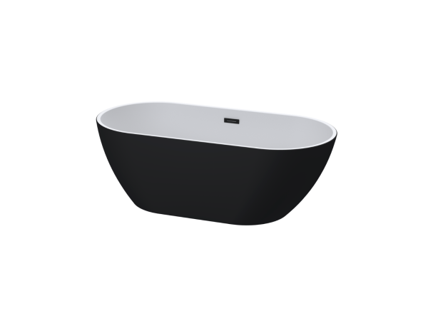 Evox Helena Freestanding Bath with Overflow Matt Black