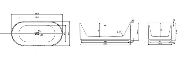 Nuvo Flauto Freestanding Acrylic Bath Matt White 1695x580x795mm