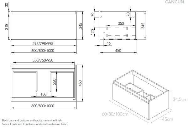 Evox Cancun Double Drawer Vanity White 1000mm | Tile Africa